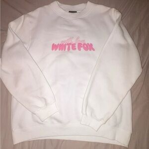 White Fox Boutique White and Pink Crew Neck Sweater